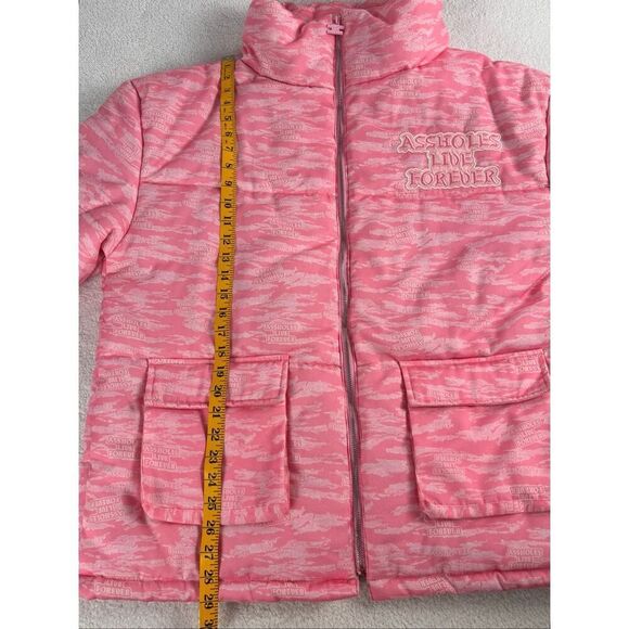 A**HOLES LIVE FOREVER UNISEX PINK CAMO PUFFER JACKET SIZE L - Picture 6 of 8